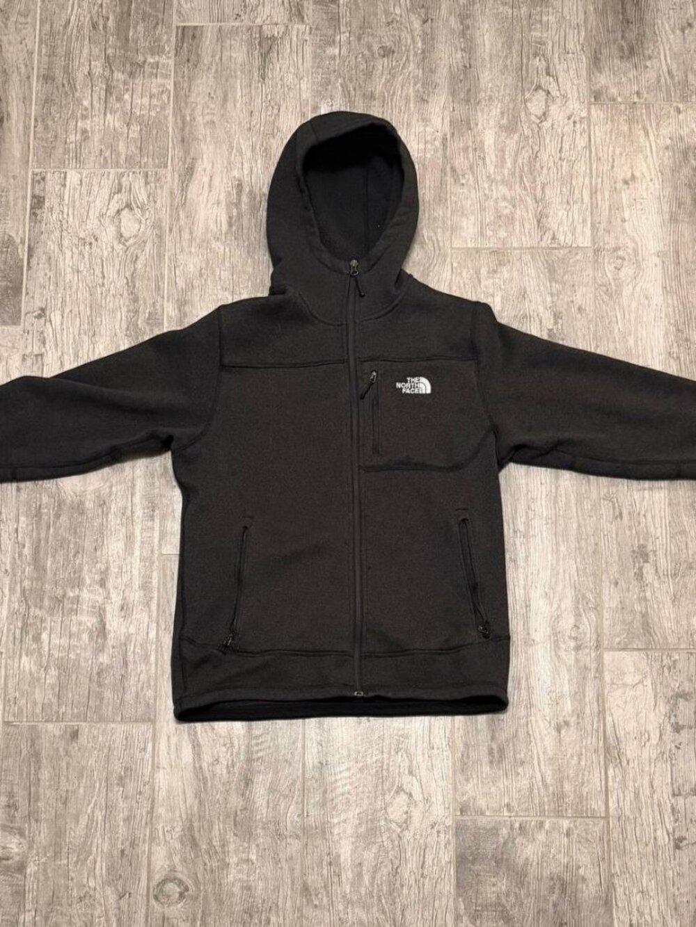 The North Face Gordon Lyons Hoodie Men's L Gray Full Zip Jacket - Hole